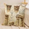 Retro Roman Architectural Cushion Cover Silky Short Plush Invisible Zipper Dustproof Sofa Pillow Case For Home Decor