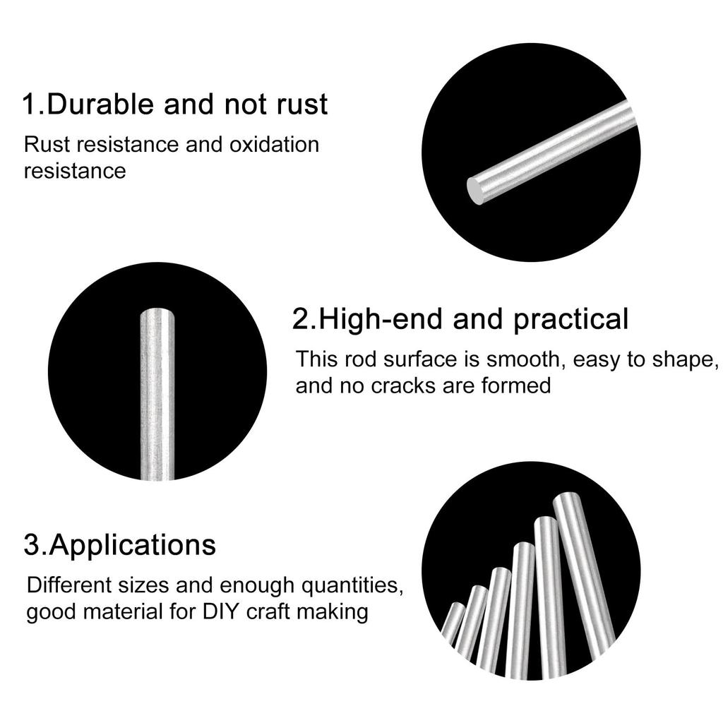 uxcell 304 Stainless Steel Round Bar 5mm x 450mm Solid Shaft Rod for DIY Craft Models, Cars, Helicopters, Airplanes (1pc)