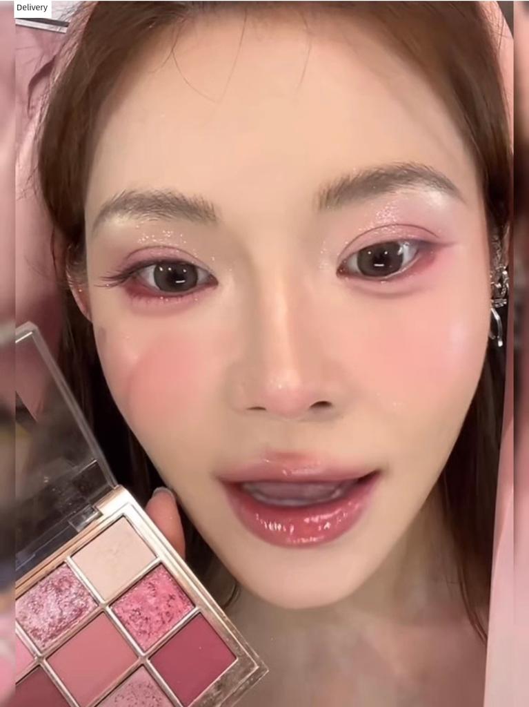 Herorange Pink Mist Dream Nine-Color Eyeshadow Palette Matte Smoky Pink Series Fine Shimmer Pearlescent Brightening Young Girl Makeup