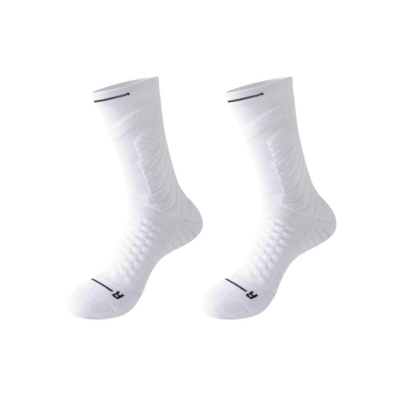 

Men s Spring and Autumn Thickened Towel Sole Basketball Marathon Professional Running Socks 1 pair білий