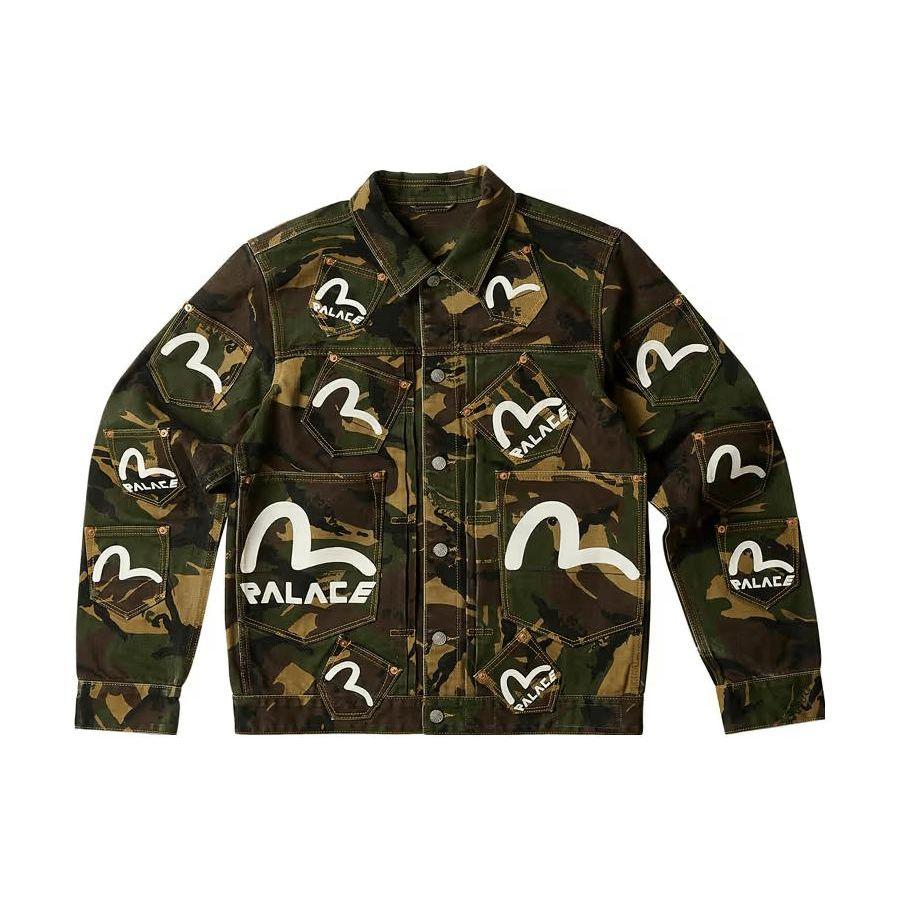 Palace X Evisu Type One Denim Jacket Camo Unisex Outerwear Multi-Color P24EVJK002