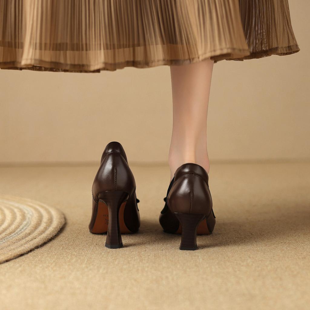 Krazing Pot Skóra Licowa Szpiczasty Nosek Rozmiar 40 Szpilki Metalowa Klamra Moda Gladiator Jesienne Czółenka