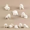 5 stk Miniature Hvalpe Eventyrhave Dekoration Kawaii Harpiks Tegneserie Dyr Hvid Hund DIY Boligindretning Dukkehus Tilbehør