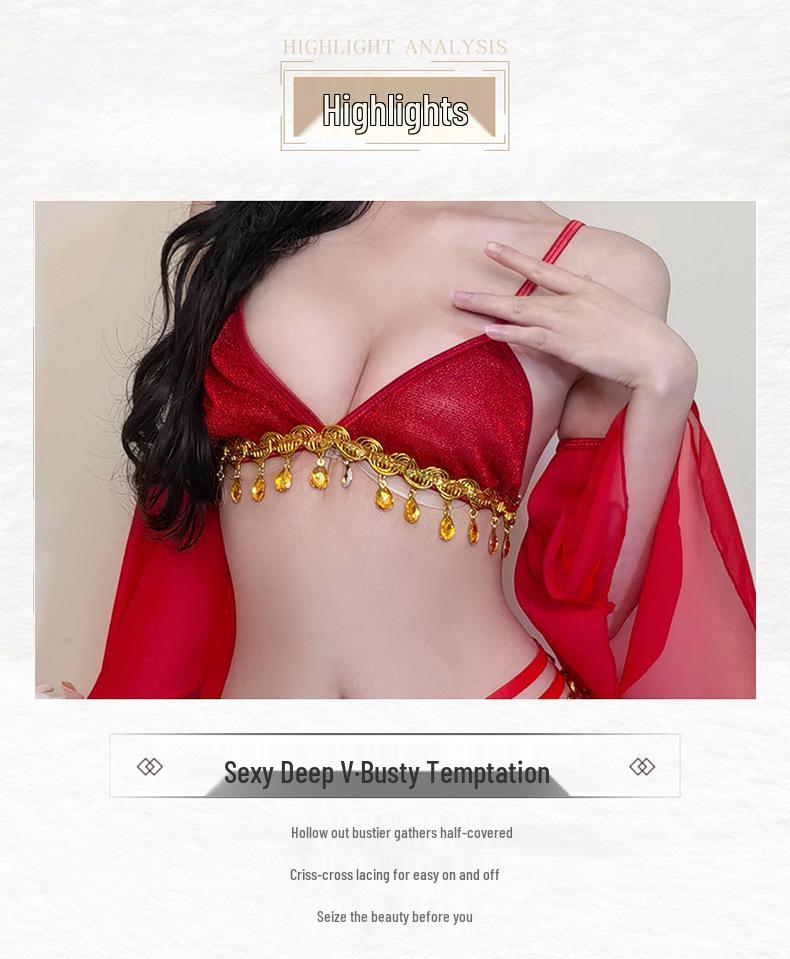 Exotic Princess Lace-up Nightdress: Sexy Open Chest Lingerie for Dancers