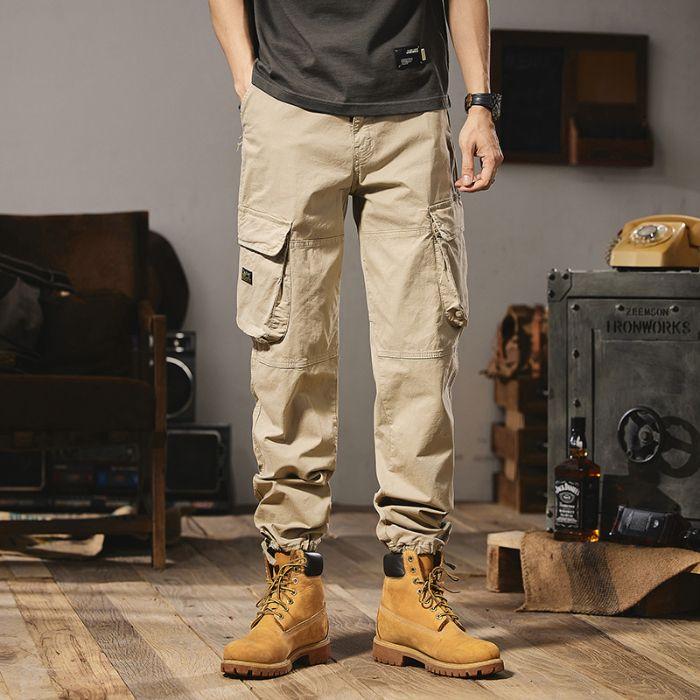 Men Fashion Military Cargo Pants Regualr Straight Fit Cotton Camouflage Green Black Grey Color Trousers