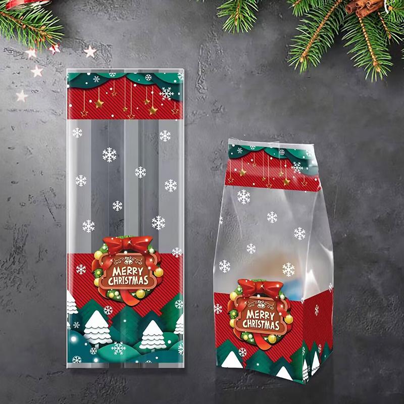 

50 шт. Праздничная упаковка с узором «снежинка», прочный материал, праздничное украшение, подарочные рождественские пакеты для упаковки, прозрачные для дома, для вечеринок, 2 размера L