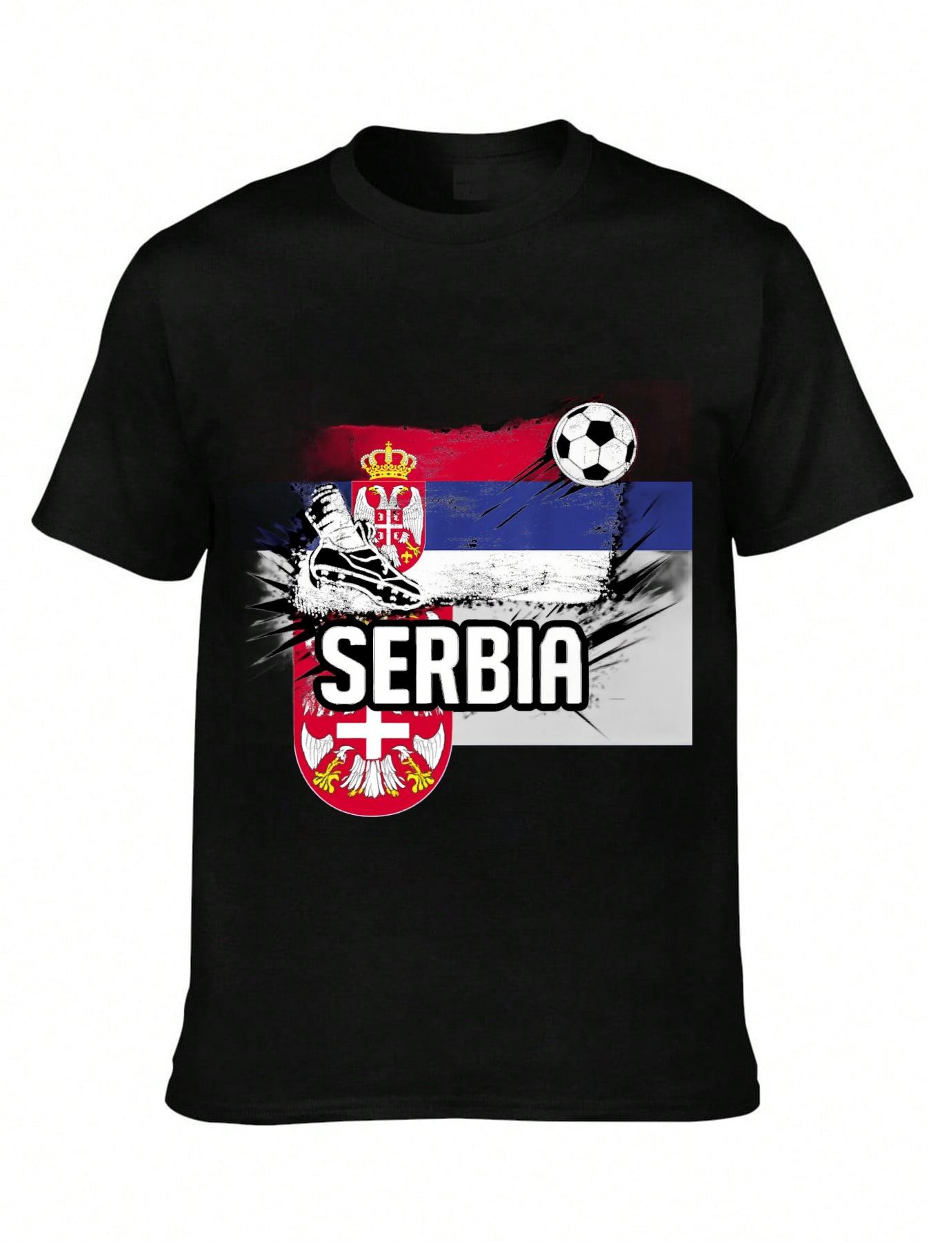 

Serbia National Pride Vintage Serbian Flag Soccer TShirt 100 Cotton ONeck Short Sleeve Summer Casual Mens Tshirt Streetwear 4XL
