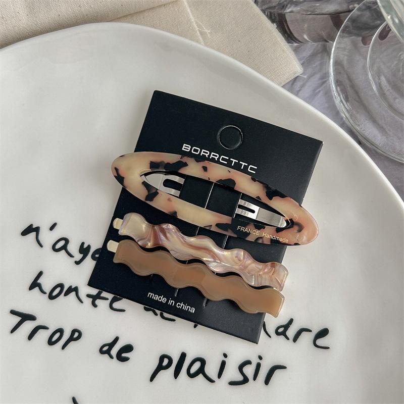 3Pcs Wave Hair Clips Acetate Clip Candy Color Hairpin Trendy Leopard Bb Clip Y2K Hair Accessories for Women Girls Korean Style