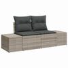 3 Piece Sofa Set with Cushions Light Grey Poly Rattan