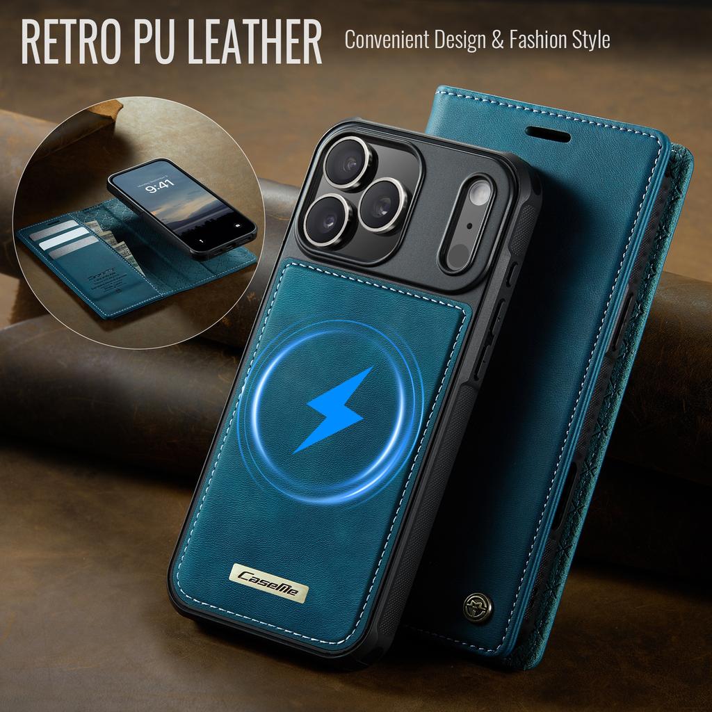 Compatible with Apple 17ProMax magnetic detachable phone case, Samsung S25 flip cover, A17 two-in-one leather case