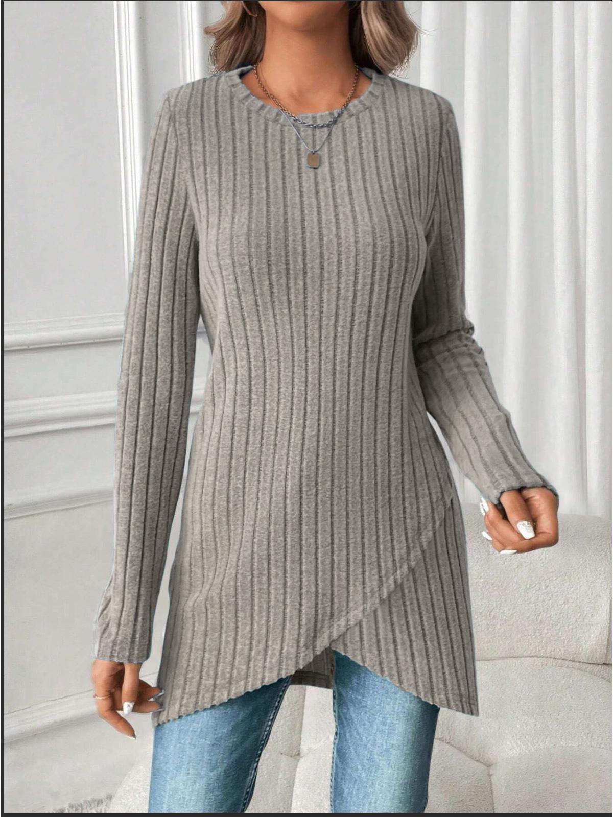 

2026 Women s Round Neck Casual Long Sleeve Top for Europe and America XXXXL хакі