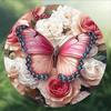Vintage Butterfly Rose 8 Inch Round Metal Wall Art Floral Aluminum Sign Home Bar Cafe Decor