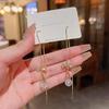 Elegant S925 Silver Teardrop Zircon Tassel Bow Earrings for Women