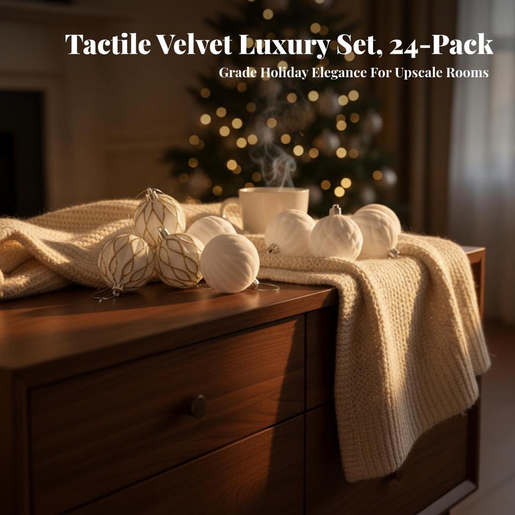 24 Pieces Velvet Texture Spherical Christmas Tree Hanging Ornament Lightweight