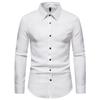 New Men's Trend Solid Colour Retro Style Casual Long-sleeved Shirt Men's Fashion Tops