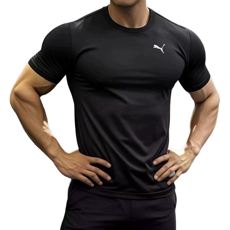 Men's PUMA T-Shirts Men's Black Crew Neck Thin Straight Fit
