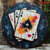 Vintage Poker Set Aluminum Wall Decor X Inch SprayPainted Round Plaque for Bar Game Room
