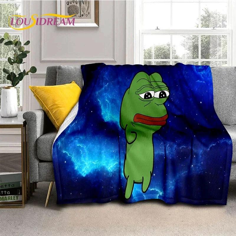 Cartoon Pepe The Frog Face HD Soft Flannel Blanket for Beds Bedroom Sofa Picnic,Throw Blanket for Cover Outdoor Leisure Nap Gift