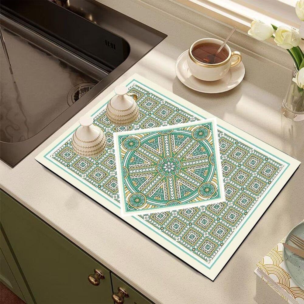 Diatomite Kitchen Countertop Draining Mat Sink Square Absorbent Mat Desktop Insulated Placemats Coasters Washable Carpet