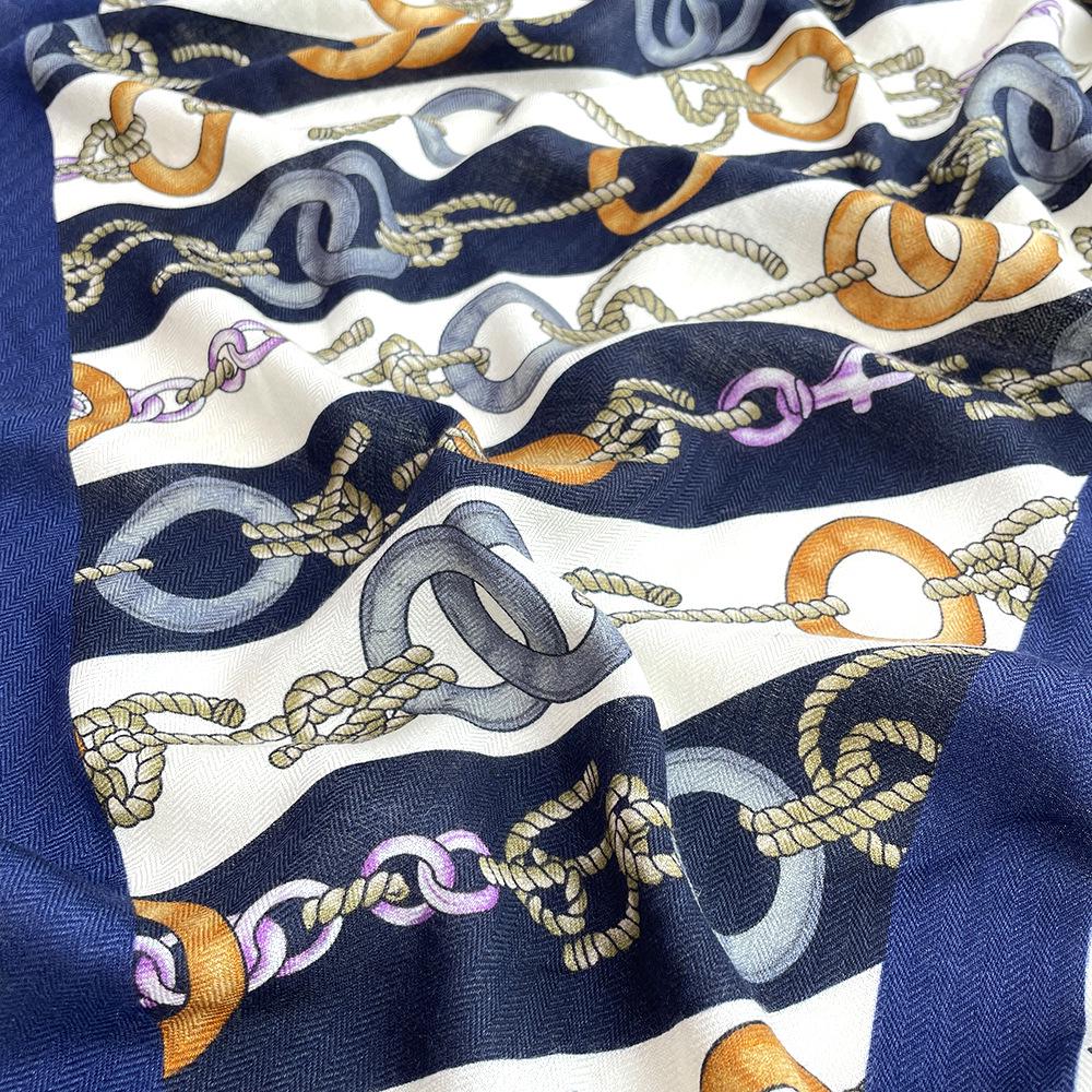 Silk Wool Triangle Scarf – Paris Sketch Design, High-End Mulberry Silk Shawl