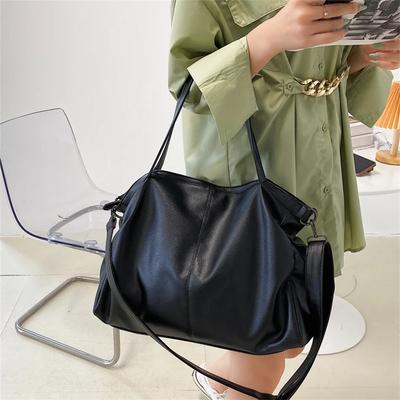 Grandes bolsas de ombro pretas crossbody para mulheres Hobo Shopper Sac Cor sólida Qualidade PU Couro Bolsa de mão Senhora Viagem Tote Bag