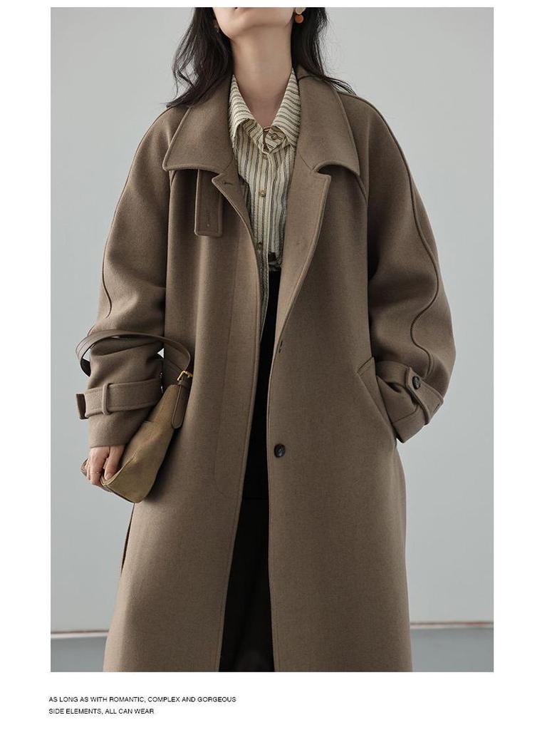 Women's Hepburn Style Mid-Length Woolen Coat - 2025 Winter Collection, Thickened and Stylish.