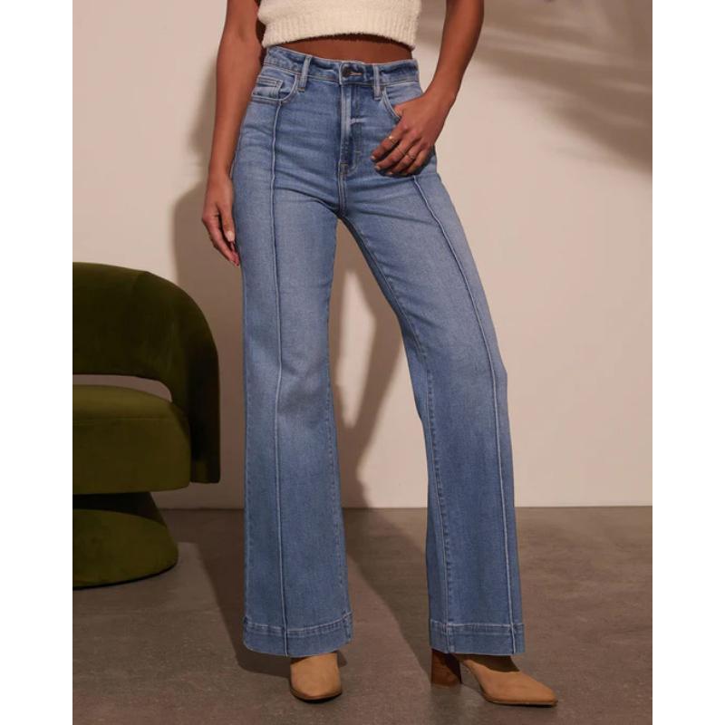 New Women's High Waist Butt Lifting Flare Jeans, Fashion Straight Leg Bootcut Denim Pants for Casual Wear