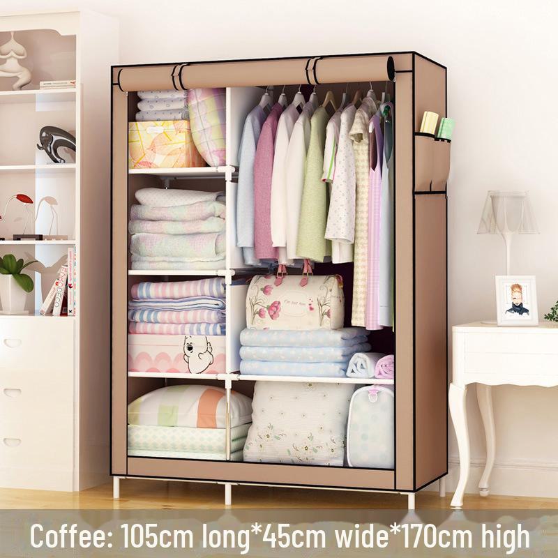 Simple Non-Woven Dustproof Folding Wardrobe with Steel Frame and Hanger