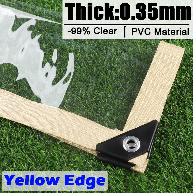 Customize 0.35mm/0.55mm Transparent Tarpaulin Backyard Pergola Clear Vinyl Tarp Curtain with Grommets Heavy Duty Rainproof Cloth (as the picture,0.5x1m)