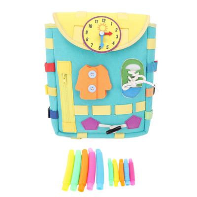 Toddler Backpack with Learning Activity Buckles Sensory Backpack Shoelace Tying Zipper with Stretch
