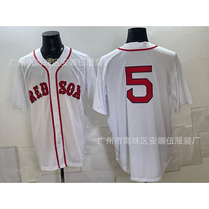 Maglietta da Baseball Unisex Ricamata Boston Red Sox Abbigliamento Sportivo Miscela di Cotone Traspirante Abbigliamento per tifosi