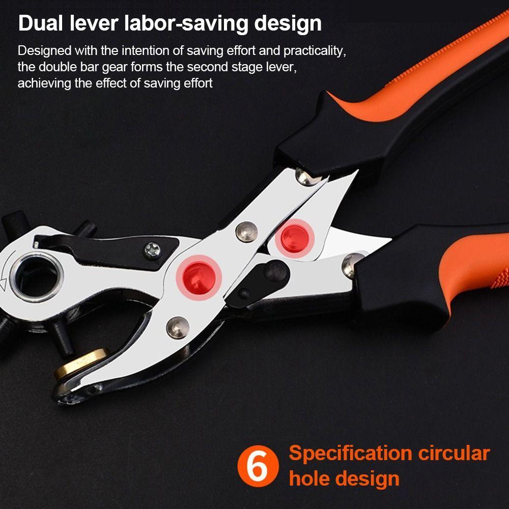 Nützliche Metall Leder Lochstanzer Zange Revolvierend Einstellbar Lochstanzwerkzeug Handheld Ergonomischer Griff Locher