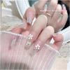 60pcs/bag Ice-clear Five-petal Flower Nail Art Accessories White Pink Flowers Gold and Silver Color Steel Beads