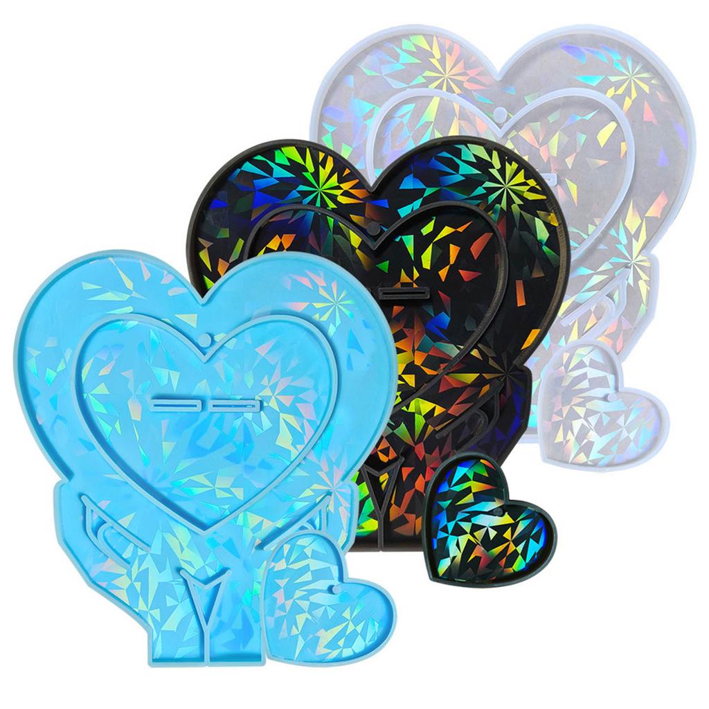 Holographic Heart Silicone Mold Epoxy Resin Mold Table Ornament Making Tool for Making Craft Decorations Easy to Clean