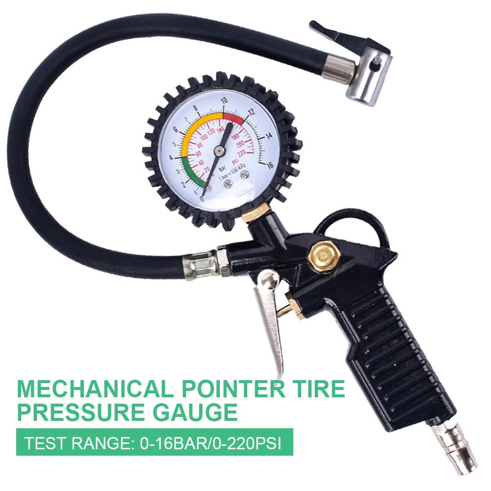 Digital Tire Pressure Inflator Gauge 3-200PSI 14BAR Car Tire Inflator Gun Air Line Clip-on Tyre Pump for Motorcycle Bicycle Auto