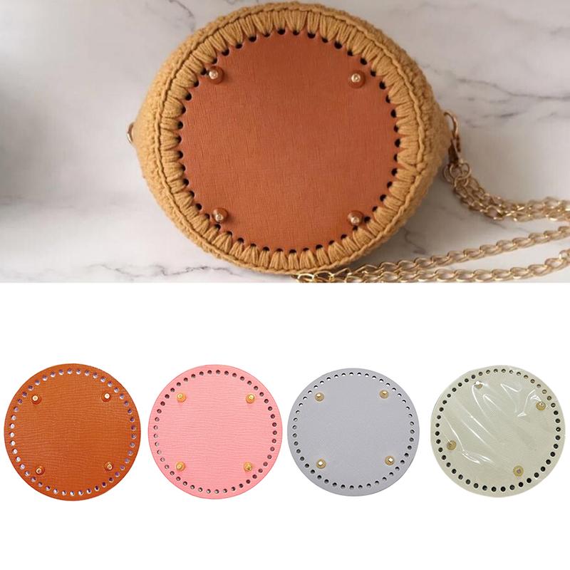 1 stk DIY Hekleveske Bunn Tilbehør 15*15Cm Rund Bunn For Strikket Veske PU Lær Veskebunn Håndlaget Bunn Med Hull