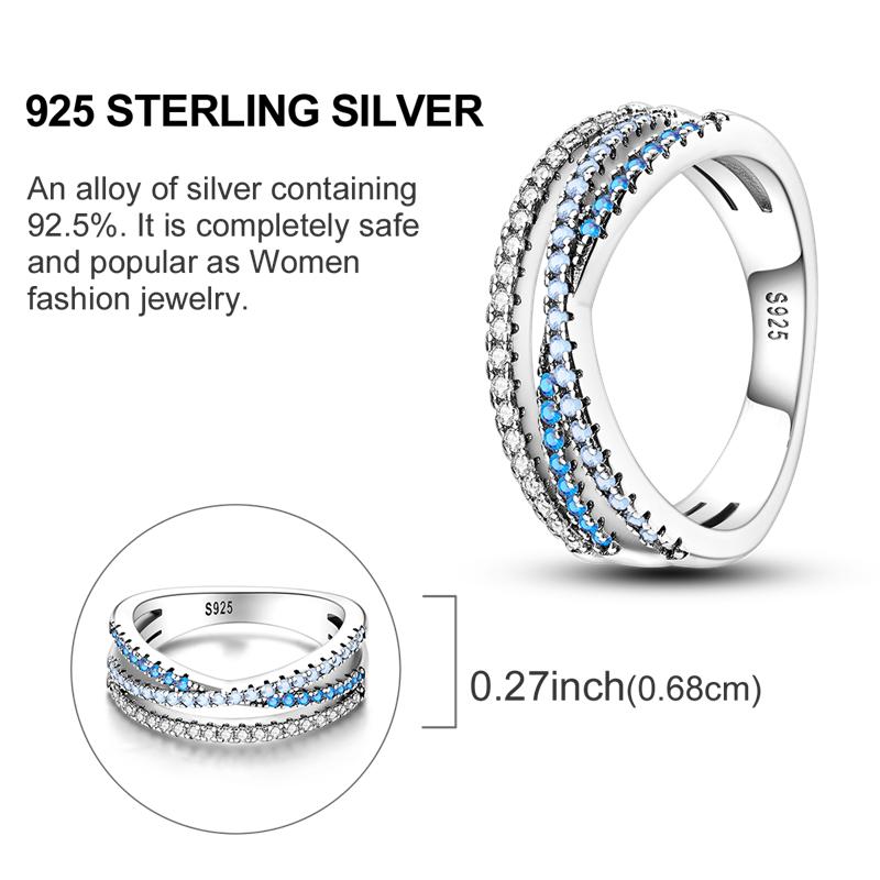 Original Design 925 Silver Blue Zircon For Ring Fit Women Wedding Wedding Wedding Engagement Silver Gift