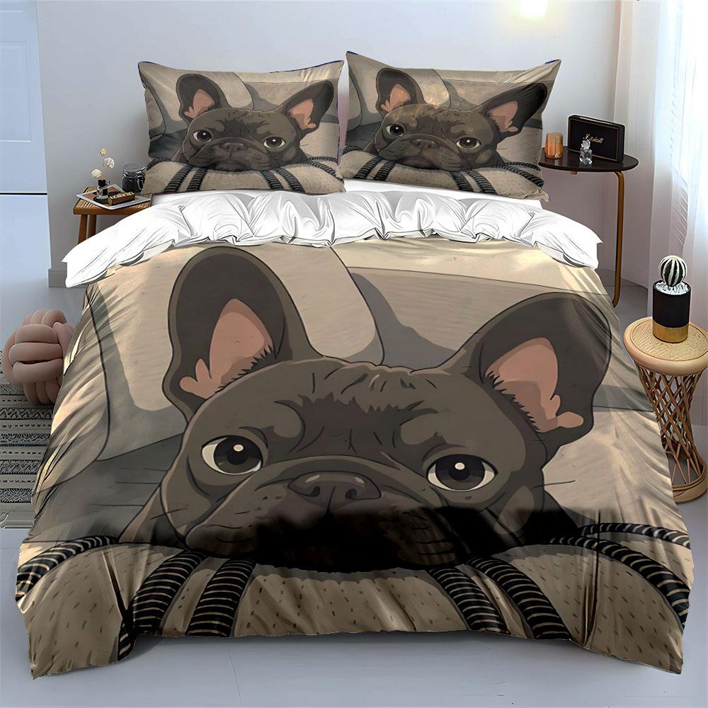 "Adorable Doggy Gaze, Cozy Charm." Bedding Sets Duvet Covers Pillowcases(1* Duvet Cover 2* Pillowcases Without Duvet Insert)