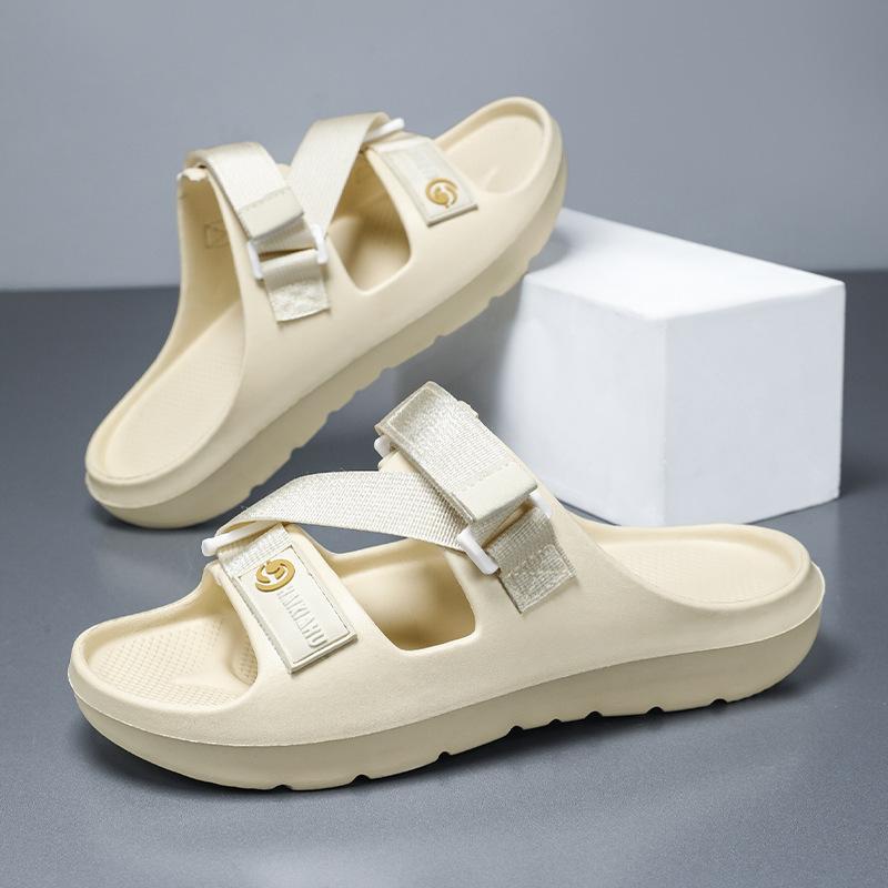 Men's summer outdoor adjustable new trend cool slippers double webbing beach sandals one-word large size slippers