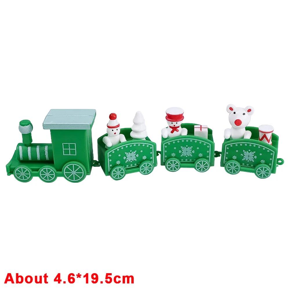 Wooden Christmas Train Ornament Plastic Mini Christmas Train Toys Festival Party Decoration Xmas Table Ornaments New Year Gifts
