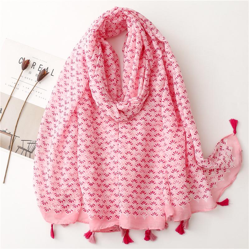 2023 Spring/Summer Sweet Style Cartoon Cherry Cotton Linen Scarf for Women