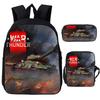 3 stuks Set Spel Anime War Thunder Schooltassen Vecht Tanka Print Rugzakken voor School Tiener Meisjes Jongens World of Tanks Rugzak