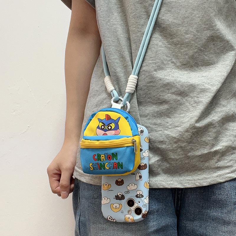 Crossbody Cartoon Crayon Shin-Chan Handyband Seil mit kleiner Geldbörse Niedliche Kopfhörertasche für iPhone für Samsung Huawei Xiaomi