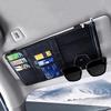 Car Sun Visor Organizer Storage Travel Document Holder With Multi-Pocket PU Leather Cards Receipts Pouch With Zip