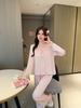 Summer 2026 Women's Ice Silk Pajamas - Long Sleeve & Pants, Sweet Pure Desire, Light Luxury, Sexy Homewear