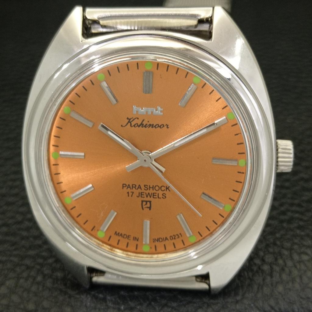 HANDAUFZUG VINTAGE HMT KOHINOOR INDISCHE HERRENUHR BRAUNES ZIFFERBLATT a441015-4