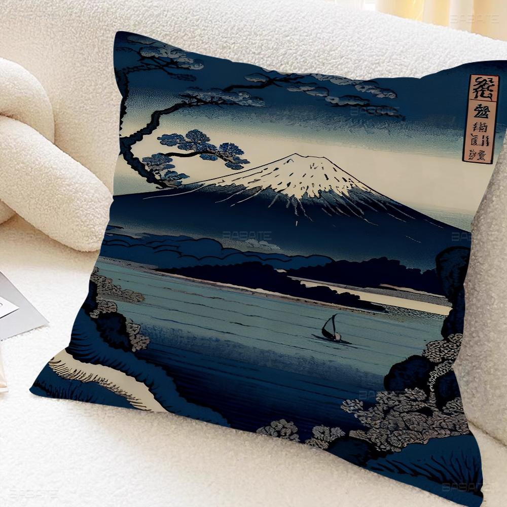 Japanese Landscape Series Office Cushion Pillowcase Car Cushion Cover45X45CM Lumbar Pillowcase Sofa Pillowcover