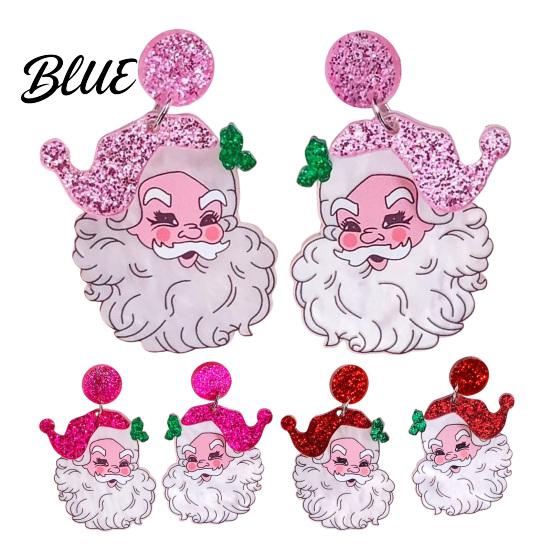 Fashionable Santa Claus Earrings Dangle Funny Christmas Glitter Charm Elegant