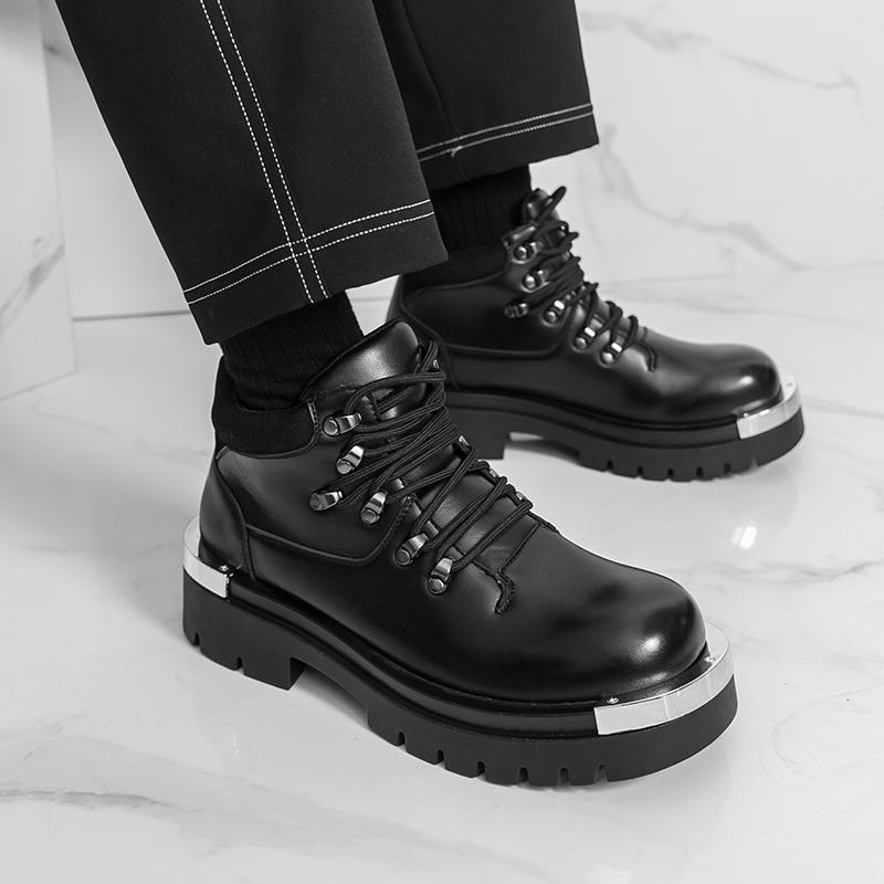 Men's Business Formal Shoes Embossed Matte Leather Brogue Wedding Shoes Adult Footwear Non-Slip Sole Basic Ankle Cover