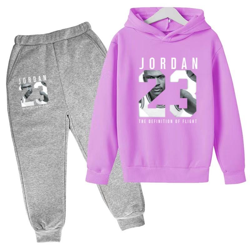 2026 Kids New Autumn Winter Casual Long Sleeve Pullover 2pcs Hoodie+Pants Tracksuit 3-12Yrs Girl Boy Basketball Coat Clothes Set
